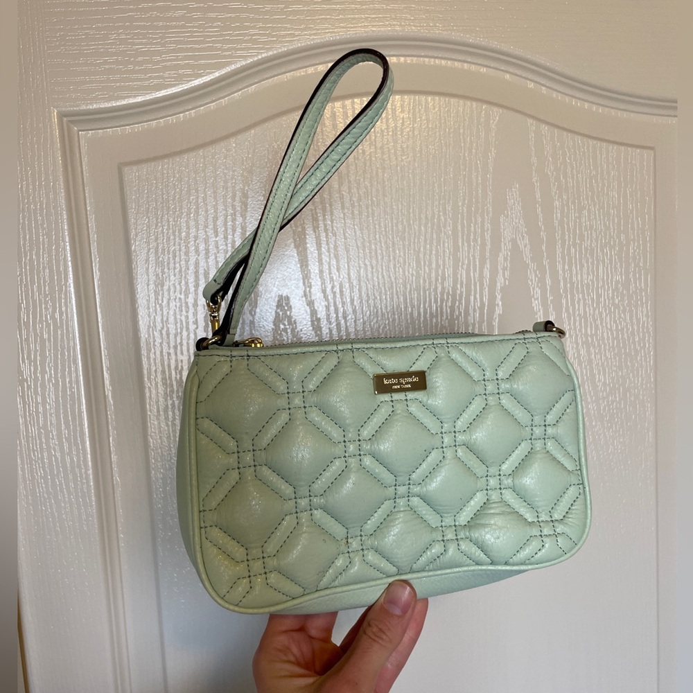 Kate Spade Green Quilted Clutch Wristlet